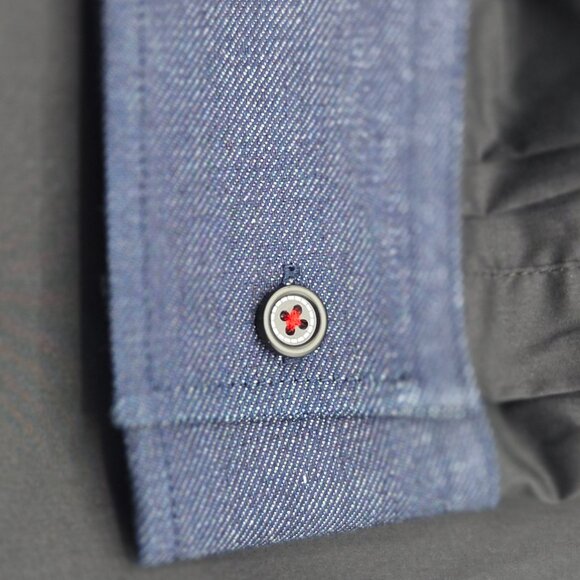 Von Dutch NWT Men's M Black Button Up Shirt Tiger Lion Graphic Denim Cuff - Picture 10 of 11